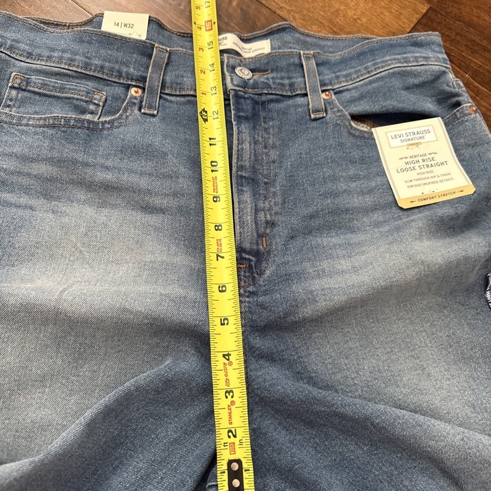 Levi Strauss Signature Gold High Rise Loose Straight Jeans Women Size 14 W32 - Picture 7 of 10